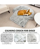 Costway Plush Calming Dog Couch Bed with Anti-Slip Bottom Mat for Large Dogs & Cats