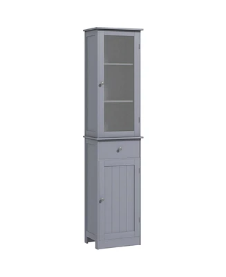 Kleankin Bathroom Storage Cabinet with Acrylic Door, Drawer