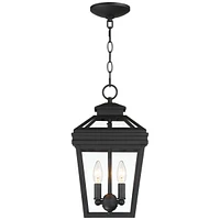 John Timberland Stratton Street Rustic Farmhouse Outdoor Hanging Ceiling Light Fixture Textured Black Lantern 2-Light 16 1/2" Clear Glass Exterior Bar