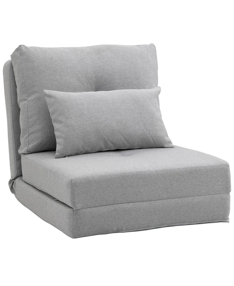 Homcom 2-in-1 Floor Lazy Sofa Bed with 5 Position Adjustable Backrest, Light