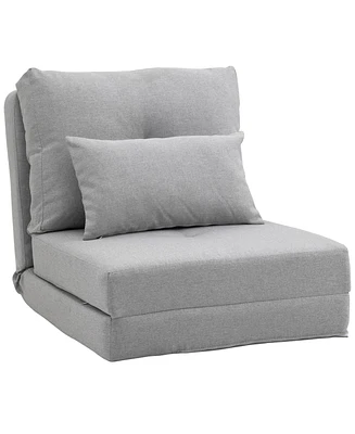 Homcom 2-in-1 Floor Lazy Sofa Bed with 5 Position Adjustable Backrest, Light