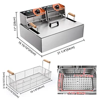 Yescom Commercial 5000W 20L Electric Countertop Stainless Steel Deep Fryer Single Tank Basket