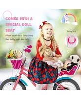 Costway 18 Inches Kids Bicycle w/Training Wheels & Basket for Boys Girls Age 5-9 Years