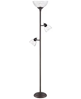 360 Lighting Riley Rustic Farmhouse Torchiere Floor Lamp Standing 72" Tall Painted Bronze Brown Metal 3