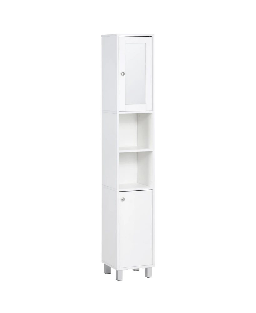 Kleankin 71" Slim Freestanding Bathroom Floor Cabinet Tower Organizer, White