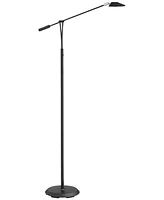 360 Lighting Arnie Traditional Industrial Pharmacy Light Floor Lamp Standing Led 62" Tall Sleek Black Metal Chrome Adjustable Arm Round Shade Decor fo