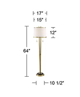 Possini Euro Design Palisade Modern Glam Luxury Style Floor Lamp Standing 64" Tall Satin Brass Metal Off