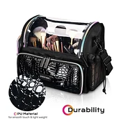 Byootique Makeup Brush Case Portable Artist Brush Holder Stand-Up Travel Cosmetic Organizer Bag