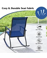 Costway 4 Pcs Outdoor Rocking Chairs with Breathable Backrest Smooth Safe Design