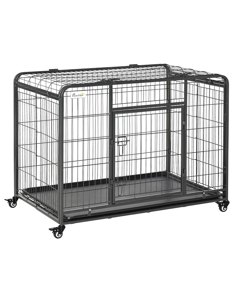 PawHut 43" L x 28" W x 30.75" H Heavy Duty Metal Dog Crate w/ Removable Tray