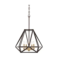 Franklin Iron Works Hawking Bronze Geometric Cage Pendant Chandelier Lighting 20" Wide Industrial 5-Light Fixture for Dining Room House Foyer Entryway