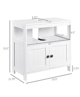 Kleankin Pedestal Sink Storage Cabinet, Under Sink Cabinet with Double Doors, Bathroom Vanity Cabinet with Shelves, White