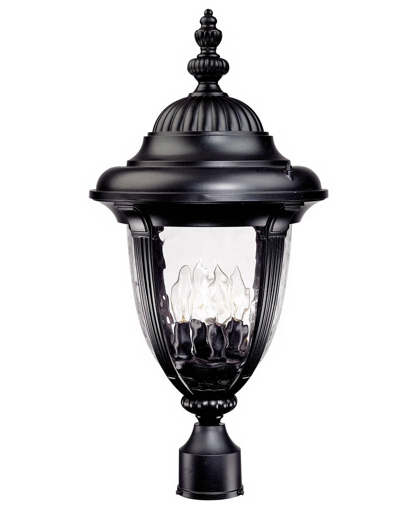 John Timberland Bellagio European Outdoor Post Light Textured Black Italian Design 24 1/2" Clear Hammered Glass Exterior House Porch Patio Outside Dec