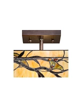 Robert Louis Tiffany Budding Branch Mission Tiffany Style Close To Ceiling Light Semi-Flush Mount Fixture Bronze 14" Wide Art Glass for House Bedroom