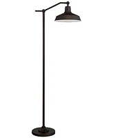 360 Lighting Kayne Rustic Farmhouse Floor Lamp Standing 61" Tall Satin Bronze Metal Downbridge Shade for Living Room Reading Bedroom Office House Home