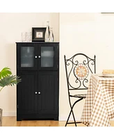 Costway Bathroom Floor Storage Cabinet Kitchen Cupboard w/Doors&Adjustable Shelf
