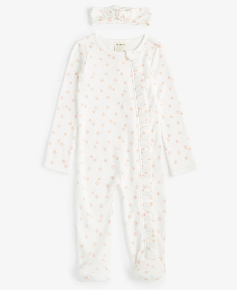 First Impressions Baby Girls Secret Garden Cotton Printed Coverall Set, Created for Macy's