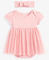 First Impressions Baby Girls Tulle Bodysuit & Headband, 2 Piece Set, Created for Macy's