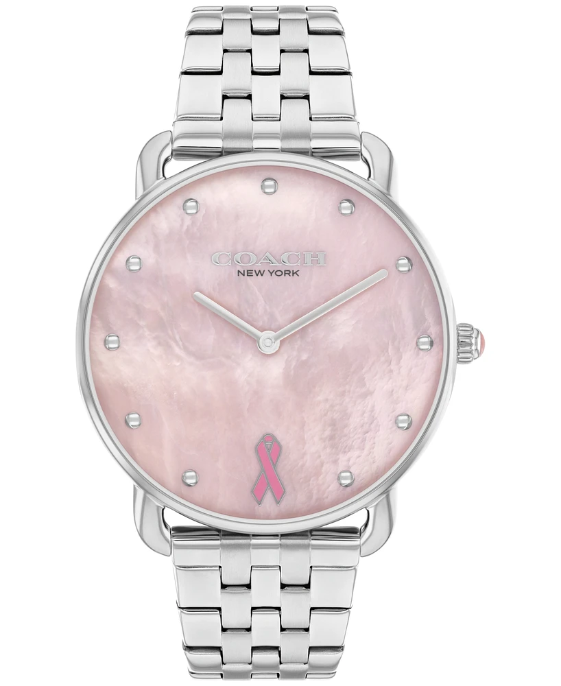 Coach Women's Silver Elliot Stainless Steel Breast Cancer Awareness Watch 36mm