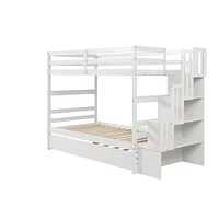 Bunk Beds Twin Over Twin Stairway Storage Function