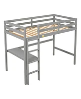 Streamdale Furniture Twin Loft Bed with built-in desk, Grey