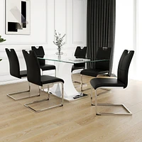 Streamdale Furniture Modern Dining Table Set | Glass and Lacquered Legs | Elegant Style