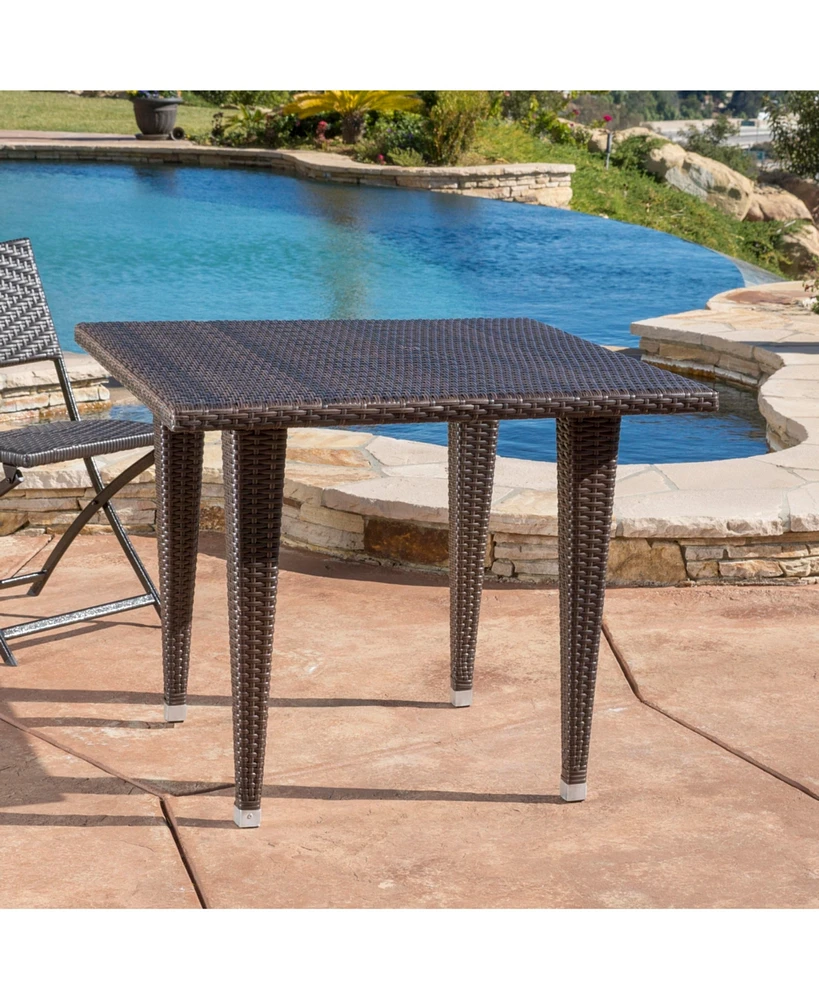 Simplie Fun Versatile Wicker Square Dining Table for Outdoor Gatherings