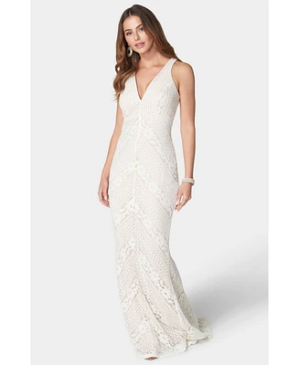 bebe Women's Sleeveless Lace Gown