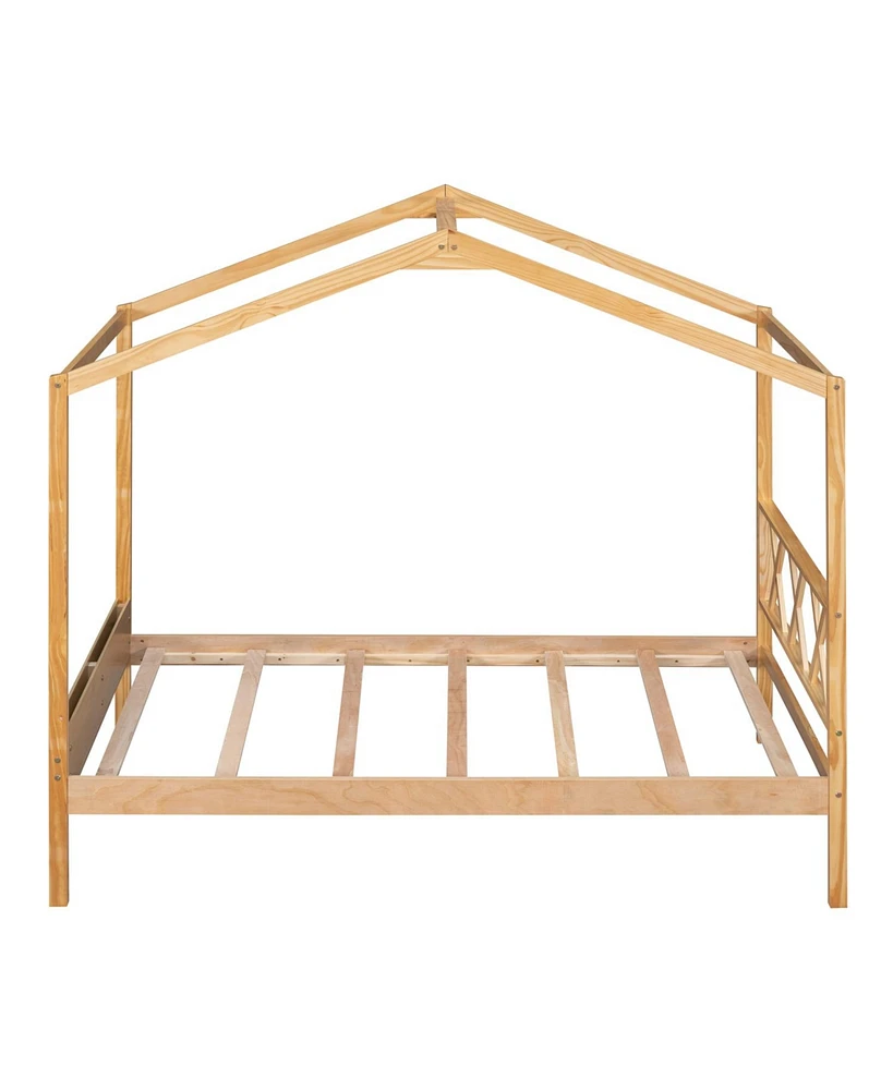 Simplie Fun Twin Size Wood House Bed With Storage Space