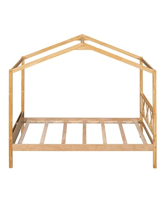 Simplie Fun Twin Size Wood House Bed With Storage Space