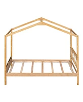 Simplie Fun Twin Size Wood House Bed With Storage Space