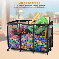 Yescom 48"x30"x34" Mesh Pool Storage Bin Rolling Cart Swim Toys Organizer Black