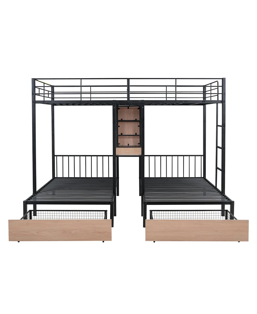 Simplie Fun Multi-functional bunk bed with storage and desks