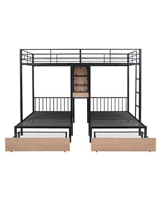 Simplie Fun Multi-functional bunk bed with storage and desks