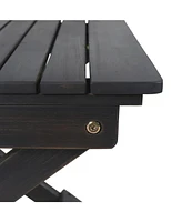 Outdoor Folding Wooden Side Table, Dark Gray, 15"D x 22.75"W x 18.25"H