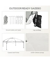 10' x 10' Pop Up Canopy Tent with Netting, Instant Sun Shelter, Tents for Parties, Height Adjustable, with Wheeled Carry Bag and 4 Sand Bags for Outdo
