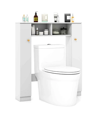 Costway Over The Toilet Storage Cabinet Double Door Bathroom Toilet Storage Organizer