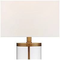 360 Lighting Modern Coastal Table Lamp Fillable 26" High Clear Glass Cylinder Gold Metal White Drum Ball Shade Decor for Living Room Bedroom Beach Hou