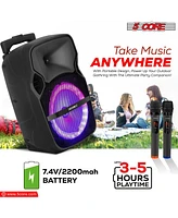 5 Core Party Speaker Portable Pa System 2 Wireless Mic Bluetooth Loud Big Powered Dj Karaoke Machine