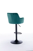 2 Green Adjustable Bar Stools With Back and Footrest