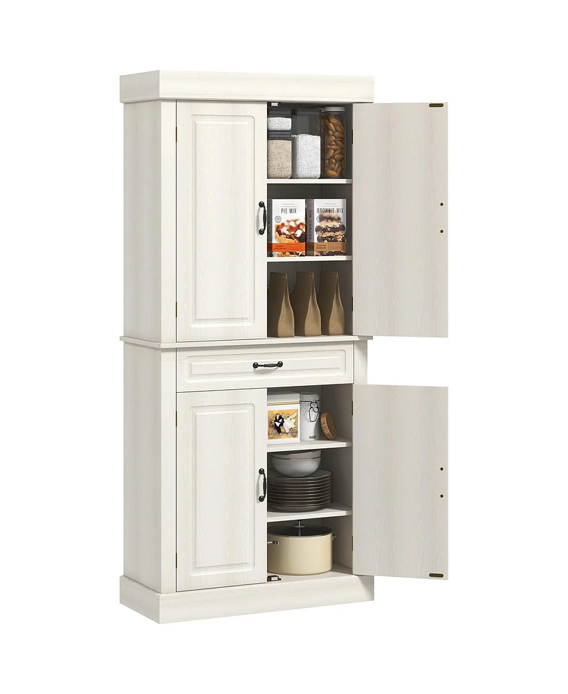 Homcom 71" Kitchen Pantry Storage Cabinet with 4 Doors, Drawer