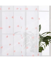 Caromio Pom Pom Grommet Voile Sheer Window Curtain Panels Set, 52" x 84"
