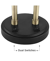Sentry Mid Century Modern Desk Lamp 23" High with Usb Charging Port Black Brass Gold Metal Led Adjustable Cone Shade for Living Room Bedroom House Bed