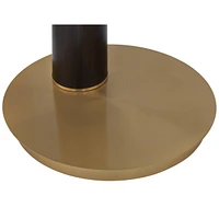 Possini Euro Design Pilar Mid Century Modern Arc Floor Lamp 72 1/2" Tall Espresso Warm Gold Metal White Linen Drum Shade Decor for Living Room Reading