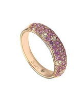 Suzy Levian New York Pink Sapphire & Lab-Grown White Pave Half Band Ring Sterling Silver by