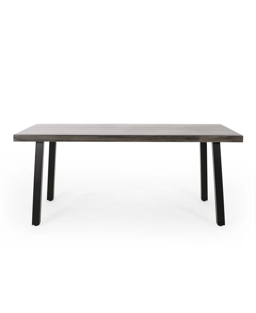 Simplie Fun Outdoor Modern Industrial Aluminum Dining Table, Gray, Matte Black