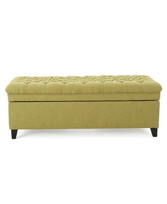 Simplie Fun Juliana Fabric Storage Ottoman Green, 50" x 20.5" x 18.2