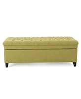 Simplie Fun Juliana Fabric Storage Ottoman Green, 50" x 20.5" x 18.2