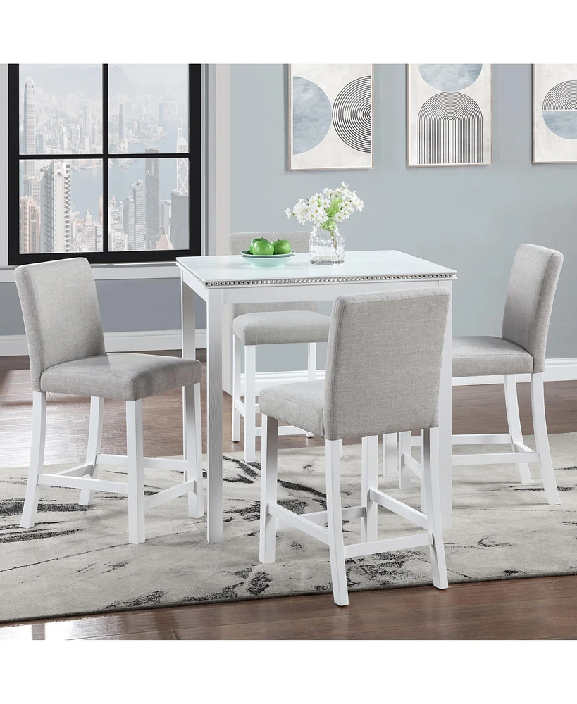 Simplie Fun Elegant Wooden Counter Height Dining Set with Upholstered Chairs