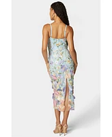 bebe Women's Floral Embroidered Midi Dress